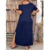 imageSOLY HUX Womens Plus Size Cold Shoulder Short Sleeve Split Hem T Shirt Dress Summer Long Maxi DressesPure Dark Blue