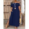 imageSOLY HUX Womens Plus Size Cold Shoulder Short Sleeve Split Hem T Shirt Dress Summer Long Maxi DressesPure Dark Blue