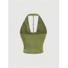 imageSOLY HUX Womens Plus Size Halter Draped Front Backless Tank Top Sleeveless Y2k Crop TopsPure Green