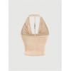 imageSOLY HUX Womens Plus Size Halter Draped Front Backless Tank Top Sleeveless Y2k Crop TopsSolid Apricot