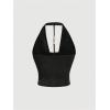 imageSOLY HUX Womens Plus Size Halter Draped Front Backless Tank Top Sleeveless Y2k Crop TopsSolid Black