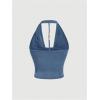 imageSOLY HUX Womens Plus Size Halter Draped Front Backless Tank Top Sleeveless Y2k Crop TopsSolid Dusty Blue