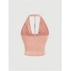imageSOLY HUX Womens Plus Size Halter Draped Front Backless Tank Top Sleeveless Y2k Crop TopsSolid Pink