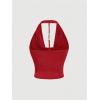 imageSOLY HUX Womens Plus Size Halter Draped Front Backless Tank Top Sleeveless Y2k Crop TopsSolid Red