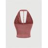 imageSOLY HUX Womens Plus Size Halter Draped Front Backless Tank Top Sleeveless Y2k Crop TopsSolid Watermelon Pink