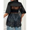 imageSOLY HUX Womens Plus Size Jersey Shirts Lace Sheer V Neck Half Sleeve Number Graphic Tees Casual T ShirtBlack Letter