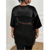 imageSOLY HUX Womens Plus Size Jersey Shirts Lace Sheer V Neck Half Sleeve Number Graphic Tees Casual T ShirtBlack Number