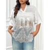 imageSOLY HUX Womens Plus Size Jersey Shirts Lace Sheer V Neck Half Sleeve Number Graphic Tees Casual T ShirtWhite Letter