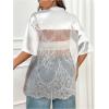 imageSOLY HUX Womens Plus Size Jersey Shirts Lace Sheer V Neck Half Sleeve Number Graphic Tees Casual T ShirtWhite Letter