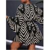 imageSOLY HUX Womens Plus Size Romper Striped V Neck Tie Front 34 Sleeve Loose Short JumpsuitBlack Printed