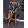 imageSOLY HUX Womens Plus Size Romper Striped V Neck Tie Front 34 Sleeve Loose Short JumpsuitBlack Printed