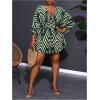 imageSOLY HUX Womens Plus Size Romper Striped V Neck Tie Front 34 Sleeve Loose Short JumpsuitGreen Printed