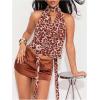 imageSOLY HUX Womens Sexy Deep V Neck Halter Tops Y2K Cowl Neck Backless Chiffon Summer Crop Top for Going Out ClubwearMulti Leopard