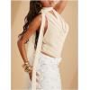 imageSOLY HUX Womens Sexy Deep V Neck Halter Tops Y2K Cowl Neck Backless Chiffon Summer Crop Top for Going Out ClubwearPure Apricot