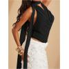 imageSOLY HUX Womens Sexy Deep V Neck Halter Tops Y2K Cowl Neck Backless Chiffon Summer Crop Top for Going Out ClubwearPure Black