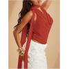 imageSOLY HUX Womens Sexy Deep V Neck Halter Tops Y2K Cowl Neck Backless Chiffon Summer Crop Top for Going Out ClubwearRust Brown