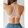 imageSOLY HUX Womens Sheer Mesh Front Closure Bra Deep V Neck Wireless Push Up Lingerie BralettesPure Apricot