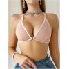 imageSOLY HUX Womens Sheer Mesh Front Closure Bra Deep V Neck Wireless Push Up Lingerie BralettesPure Apricot