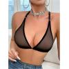 imageSOLY HUX Womens Sheer Mesh Front Closure Bra Deep V Neck Wireless Push Up Lingerie BralettesPure Black