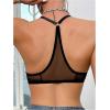 imageSOLY HUX Womens Sheer Mesh Front Closure Bra Deep V Neck Wireless Push Up Lingerie BralettesPure Black