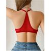 imageSOLY HUX Womens Sheer Mesh Front Closure Bra Deep V Neck Wireless Push Up Lingerie BralettesPure Burgundy