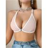 imageSOLY HUX Womens Sheer Mesh Front Closure Bra Deep V Neck Wireless Push Up Lingerie BralettesPure White