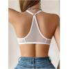 imageSOLY HUX Womens Sheer Mesh Front Closure Bra Deep V Neck Wireless Push Up Lingerie BralettesPure White
