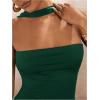 imageSOLY HUX Womens Sleeveless Halter Bodysuit Open Back Body Suits Sexy Party Slim Fit Backless TopsDark Green
