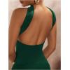 imageSOLY HUX Womens Sleeveless Halter Bodysuit Open Back Body Suits Sexy Party Slim Fit Backless TopsDark Green