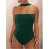 imageSOLY HUX Womens Sleeveless Halter Bodysuit Open Back Body Suits Sexy Party Slim Fit Backless TopsDark Green