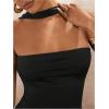 imageSOLY HUX Womens Sleeveless Halter Bodysuit Open Back Body Suits Sexy Party Slim Fit Backless TopsPure Black