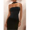 imageSOLY HUX Womens Sleeveless Halter Bodysuit Open Back Body Suits Sexy Party Slim Fit Backless TopsPure Black