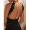 imageSOLY HUX Womens Sleeveless Halter Bodysuit Open Back Body Suits Sexy Party Slim Fit Backless TopsPure Black