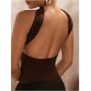 imageSOLY HUX Womens Sleeveless Halter Bodysuit Open Back Body Suits Sexy Party Slim Fit Backless TopsPure Brown