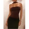 imageSOLY HUX Womens Sleeveless Halter Bodysuit Open Back Body Suits Sexy Party Slim Fit Backless TopsPure Brown