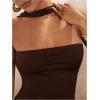 imageSOLY HUX Womens Sleeveless Halter Bodysuit Open Back Body Suits Sexy Party Slim Fit Backless TopsPure Brown