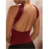 imageSOLY HUX Womens Sleeveless Halter Bodysuit Open Back Body Suits Sexy Party Slim Fit Backless TopsPure Burgundy