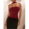 imageSOLY HUX Womens Sleeveless Halter Bodysuit Open Back Body Suits Sexy Party Slim Fit Backless TopsPure Burgundy