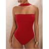 imageSOLY HUX Womens Sleeveless Halter Bodysuit Open Back Body Suits Sexy Party Slim Fit Backless TopsPure Red