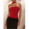 imageSOLY HUX Womens Sleeveless Halter Bodysuit Open Back Body Suits Sexy Party Slim Fit Backless TopsPure Red