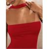 imageSOLY HUX Womens Sleeveless Halter Bodysuit Open Back Body Suits Sexy Party Slim Fit Backless TopsPure Red