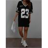 imageSOLY HUX Womens Summer Dresses V Neck Short Sleeve Jersey TShirt Dress Loose Mini DressBlack Graphic