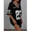 imageSOLY HUX Womens Summer Dresses V Neck Short Sleeve Jersey TShirt Dress Loose Mini DressBlack Graphic