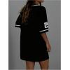 imageSOLY HUX Womens Summer Dresses V Neck Short Sleeve Jersey TShirt Dress Loose Mini DressBlack Graphic