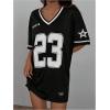 imageSOLY HUX Womens Summer Dresses V Neck Short Sleeve Jersey TShirt Dress Loose Mini DressBlack Graphic