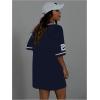 imageSOLY HUX Womens Summer Dresses V Neck Short Sleeve Jersey TShirt Dress Loose Mini DressDark Blue
