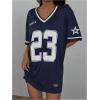 imageSOLY HUX Womens Summer Dresses V Neck Short Sleeve Jersey TShirt Dress Loose Mini DressDark Blue