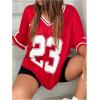 imageSOLY HUX Womens Summer Dresses V Neck Short Sleeve Jersey TShirt Dress Loose Mini DressRed Graphic