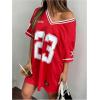 imageSOLY HUX Womens Summer Dresses V Neck Short Sleeve Jersey TShirt Dress Loose Mini DressRed Graphic