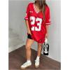 imageSOLY HUX Womens Summer Dresses V Neck Short Sleeve Jersey TShirt Dress Loose Mini DressRed Graphic